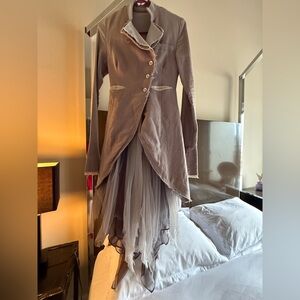 Elegant lavender Asymmetrical Coat with Layered Skirt